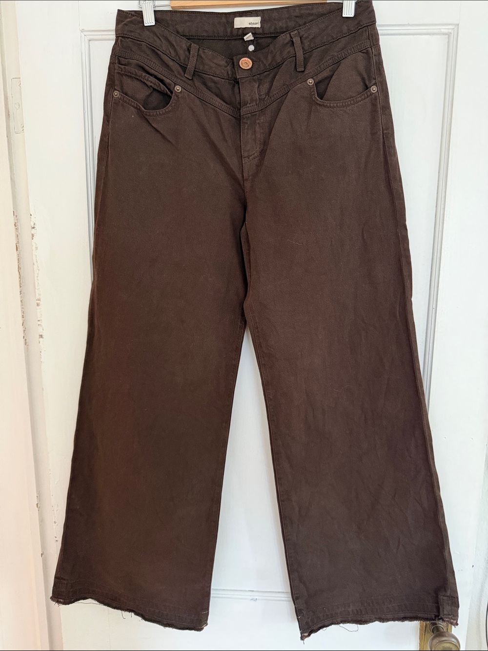 Edyson women’s Brown Wide-Leg Pants denim 33” inseam with released hem